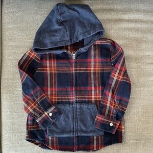Andy & Evan Blue Plaid Flannel Zip Up Hoodie Size 2T